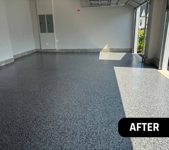 after portrait of new flooring installed for homeowner garage