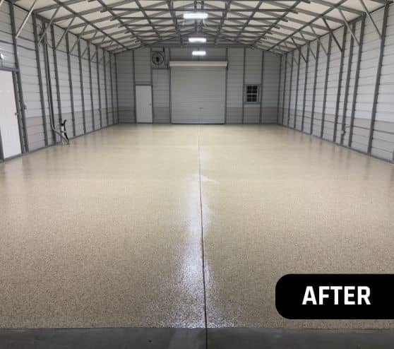 after portrait of Medium Tan Epoxy Flake Flooring for homeowner garage