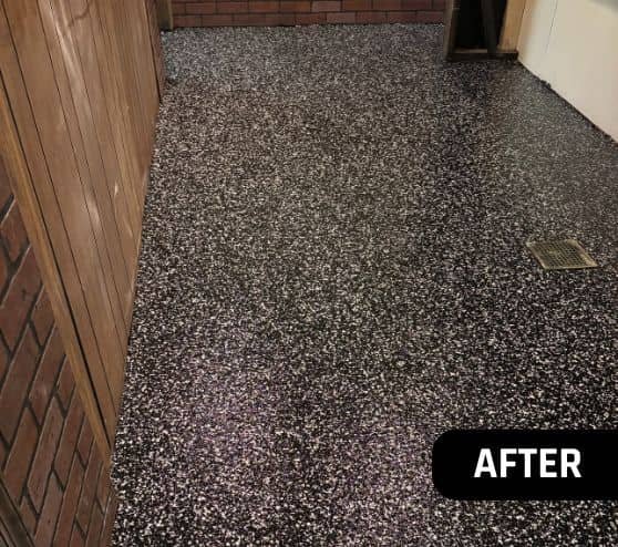 Knights of Columbus kitchen with raven epoxy flooring installed after portrait