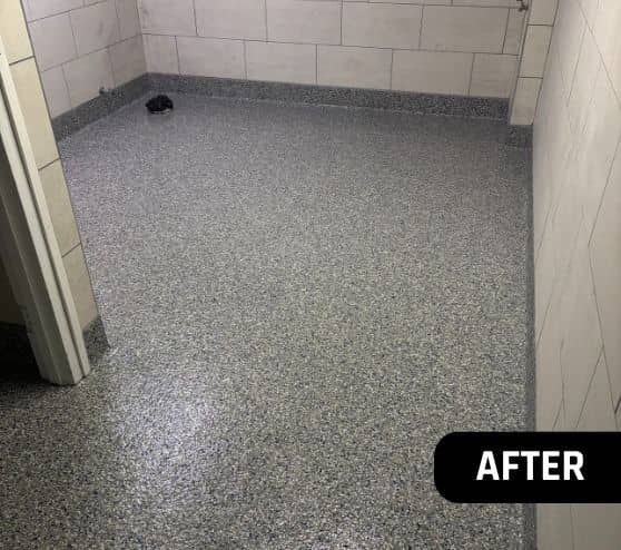 First Landing State Park Bathroom with new epoxy flake flooring