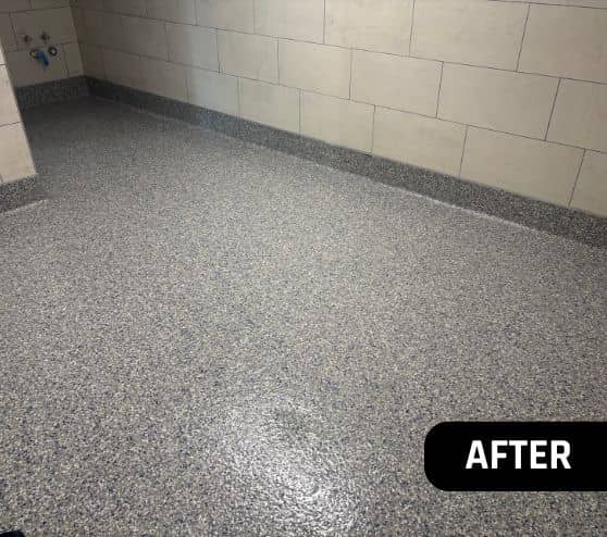 epoxy flake flooring for First Landing State Park Bathroom close-up