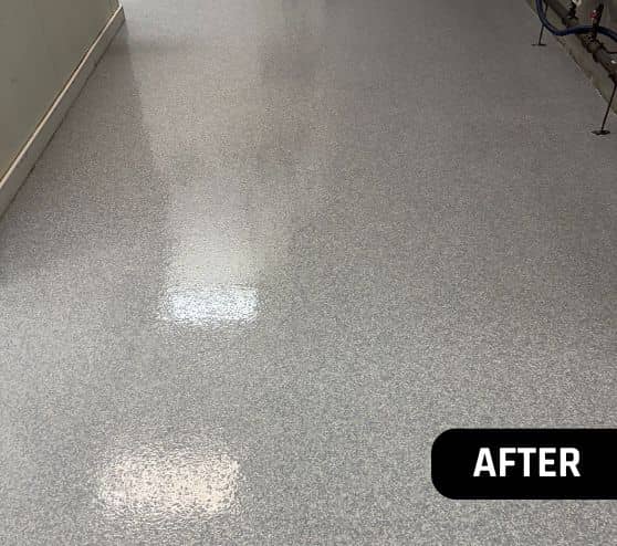 Coastal Blue Epoxy Flake Flooring installed for steamers restaurant