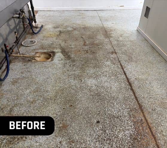 before portrait of old flooring inside of steamers