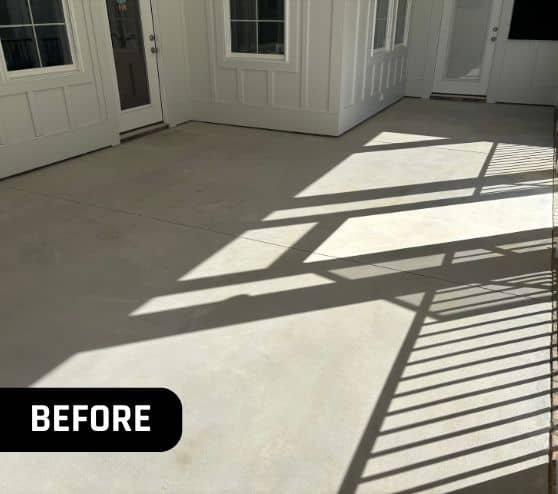 before portrait of homeowner patio with concrete flooring