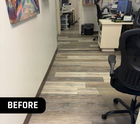 front desk at Morrison Dental Group with old flooring before portrait