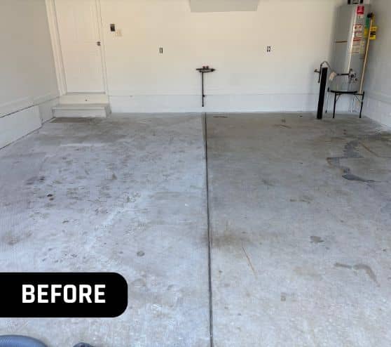 before portrait of epoxy flake flooring installed for homeowner garage