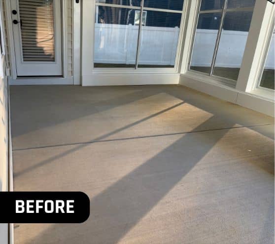before portrait patio of old concrete flooring