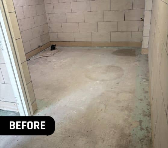 First Landing State Park Bathroom with old concrete flooring before portrait