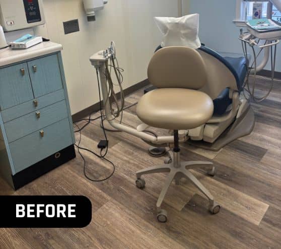 before portrait of Morrison Dental Group office with old flooring
