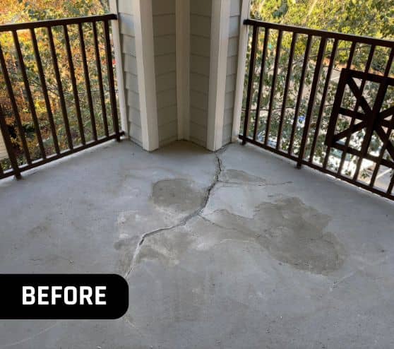 cracks in homeowner back patio before portrait