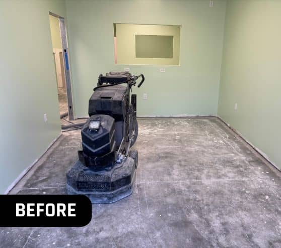 machine sitting on old flooring in Lucky Pups Pet Wash