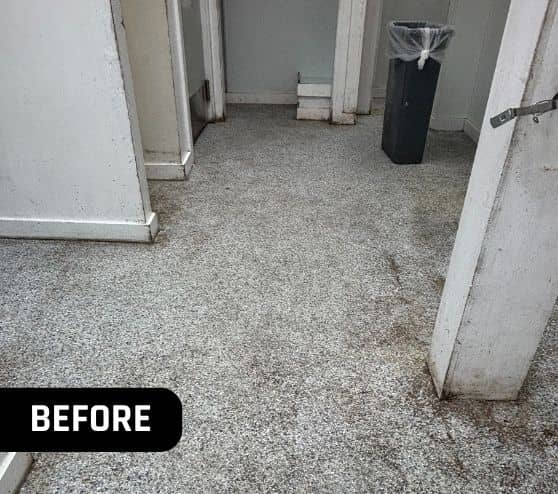old stained flooring in steamers kitchen
