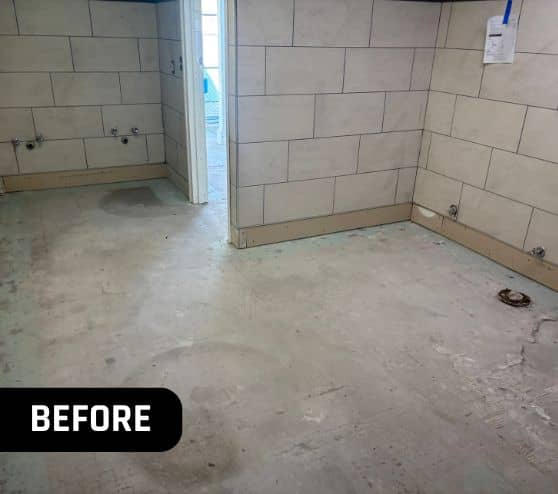 First Landing State Park Bathroom with old concrete flooring