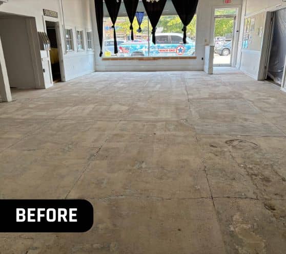 before portrait of mathews museum with old concrete flooring