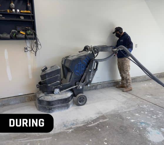 during portrait of mach one employee installing new flooring for homeowner