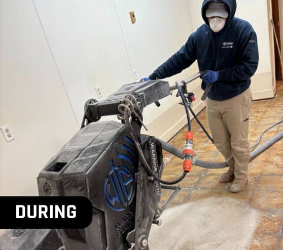 MACH ONE® employee installing new epoxy flooring for Knights of Columbus