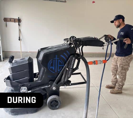 during portrait of MACH ONE® employee installing new flooring