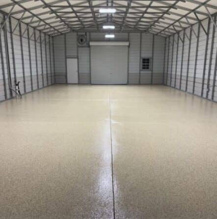 Medium Tan Epoxy Flake Flooring for homeowner garage
