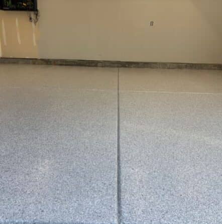 front view of Schist Epoxy Flake Flooring for homeowner garage