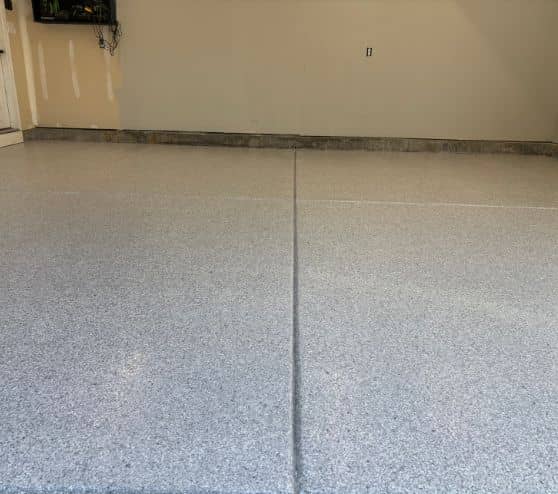 front view of Schist Epoxy Flake Flooring for homeowner garage
