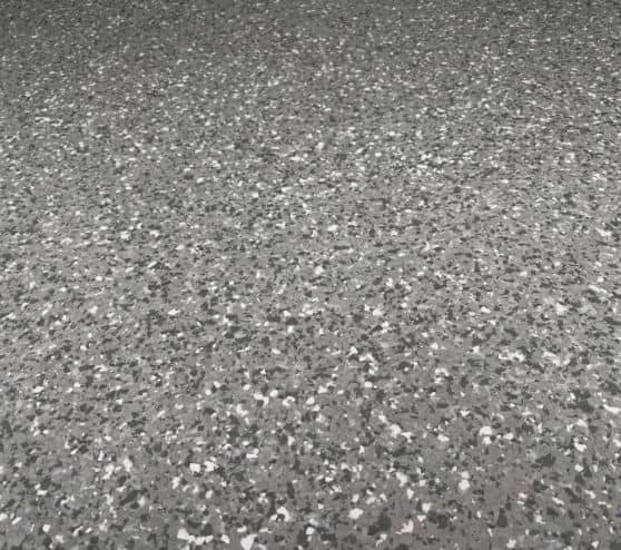 close-up of Smoke Epoxy Flake Flooring