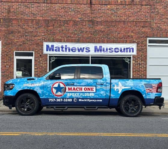 mach one® truck parked in front of mathews museum