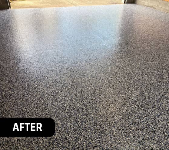 After Garage Epoxy Flake Flooring Polishing for Homeowner in Smithfield, VA
