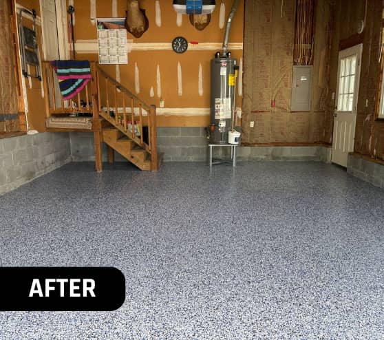 After Garage Epoxy Flake Flooring Project for Homeowner in Smithfield, VA