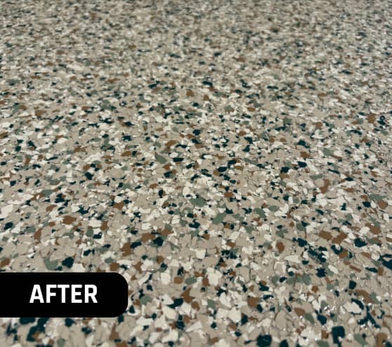 After Garage Epoxy Flake Flooring Service for Homeowner in Norfolk, VA