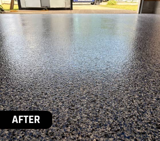 After Garage Epoxy Flake Flooring Work for Homeowner in Smithfield, VA