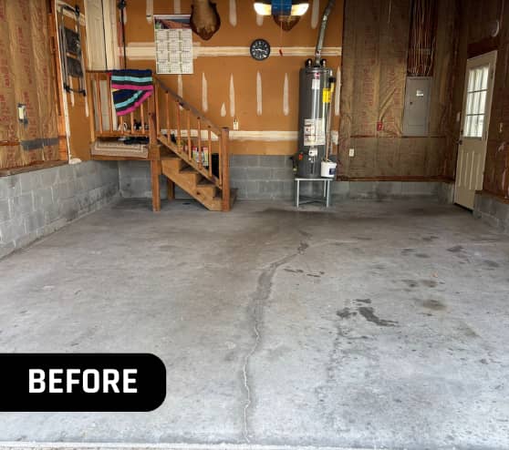 Before Garage Epoxy Flake Flooring for Homeowner in Smithfield, VA