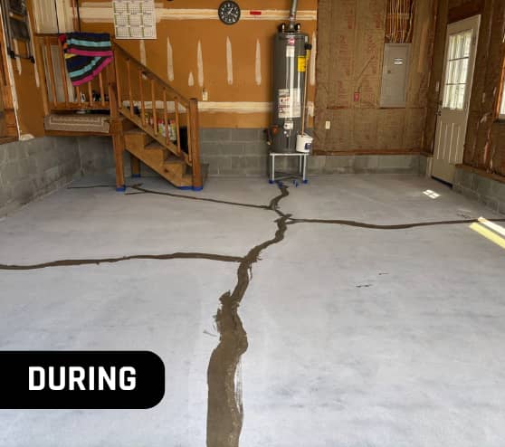 During Garage Epoxy Flake Flooring Project for Homeowner in Smithfield, VA