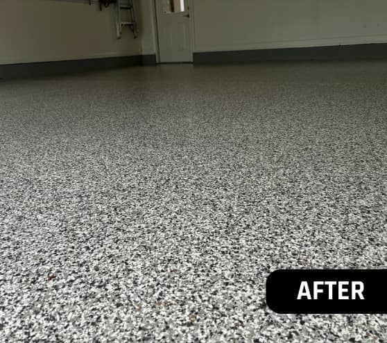 After Epoxy Flake Flooring Project Polishing for Homeowner in Norfolk, VA