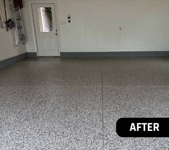 After Epoxy Flake Flooring Project Residential for Homeowner in Norfolk, VA