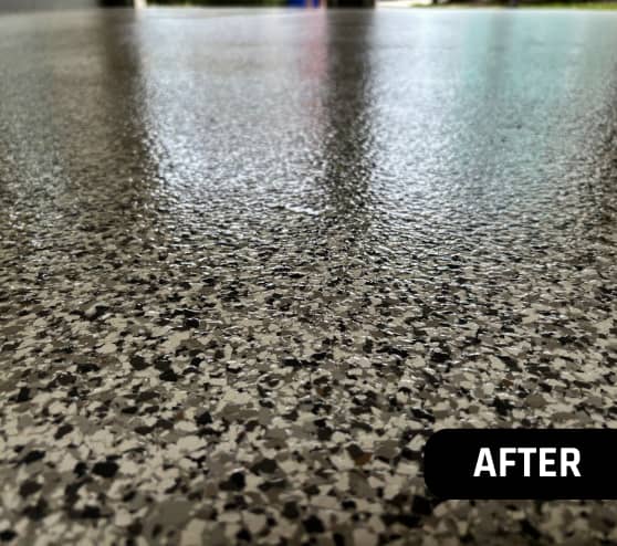After Epoxy Flake Flooring Project Work for Homeowner in Norfolk, VA