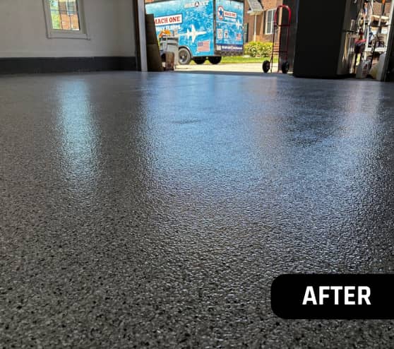 After Garage Floor Coating Project Service for Homeowner in Chesapeake, VA