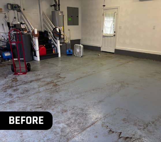 Before Garage Floor Coating Project Service for Homeowner in Chesapeake, VA