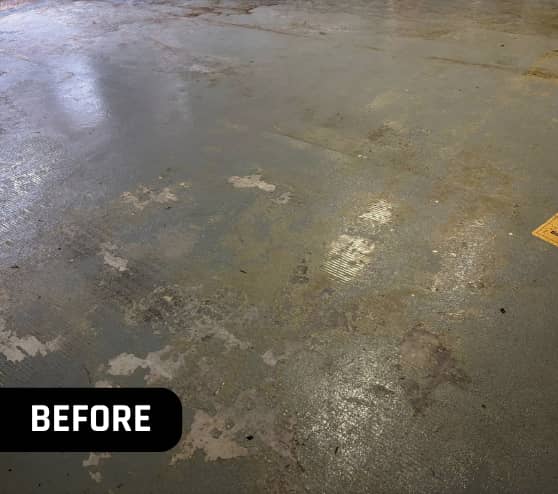 Before Garage Floor Coating Project Work for Homeowner in Chesapeake, VA