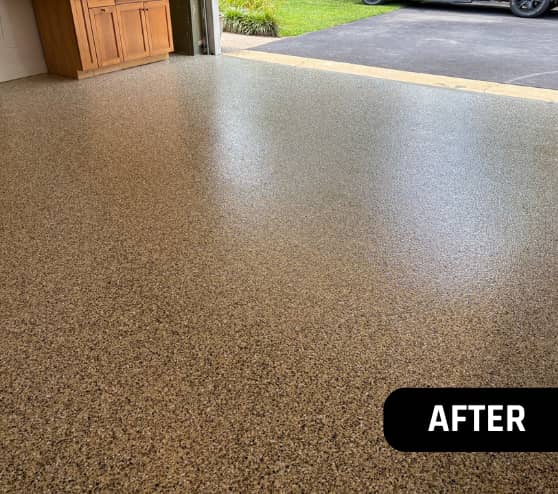 After Cappuccino Epoxy Flake Flooring for Homeowner in Suffolk, VA