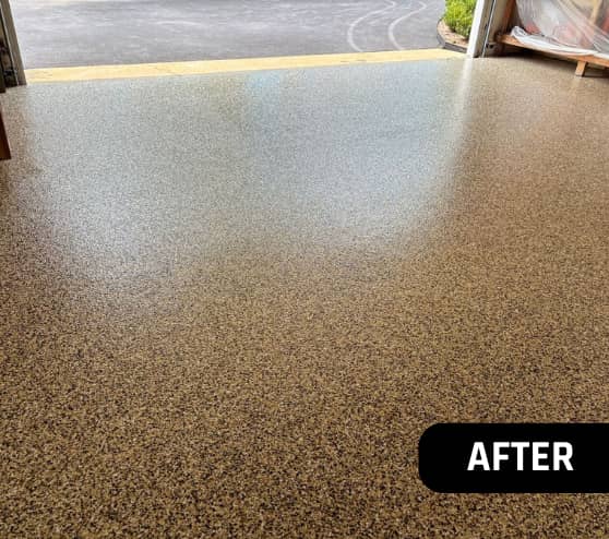 After Cappuccino Epoxy Flake Flooring Work for Homeowner in Suffolk, VA