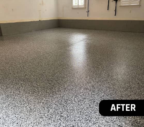 After Epoxy Flake Flooring Job for Homeowner in Williamsburg, VA