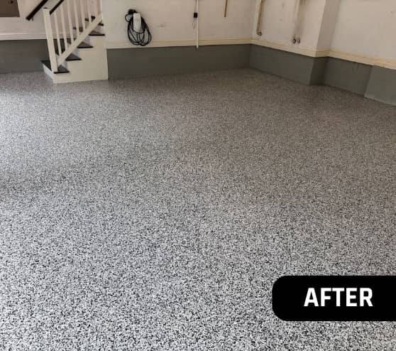 After Epoxy Flake Flooring Project for Homeowner in Williamsburg, VA