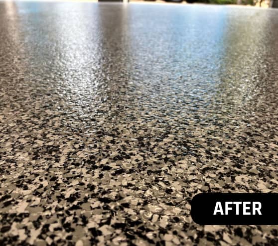After Epoxy Flake Flooring Service for Homeowner in Williamsburg, VA