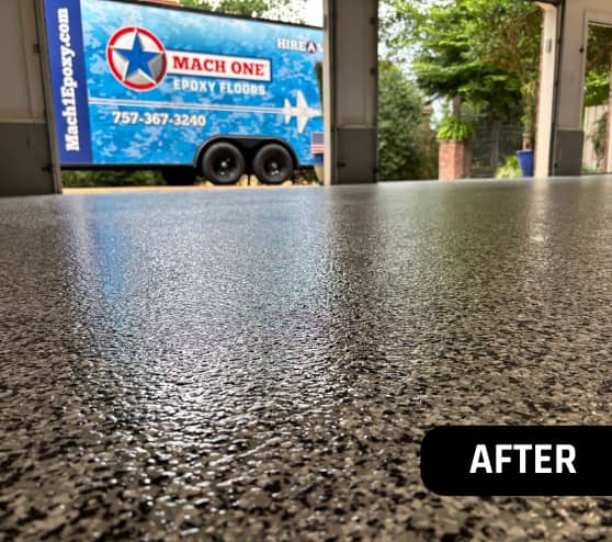 After Epoxy Flake Flooring Work for Homeowner in Williamsburg, VA