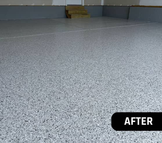 After Job Two-Car Garage Floor Coating in Suffolk, VA