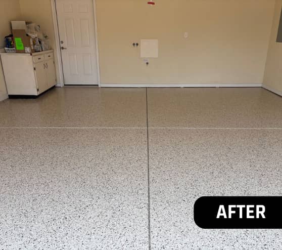 After Two-Car Garage Service Epoxy Floor Installation in Chesapeake, VA