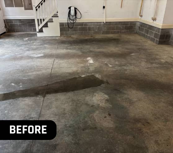 Before Epoxy Flake Flooring for Homeowner in Williamsburg, VA