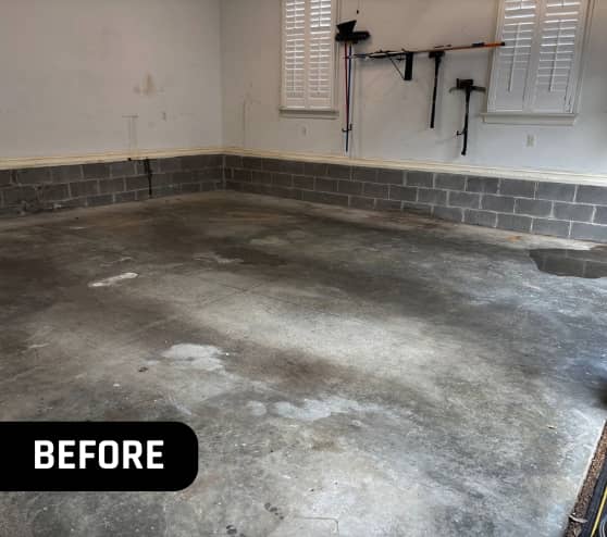 Before Epoxy Flake Flooring Work for Homeowner in Williamsburg, VA