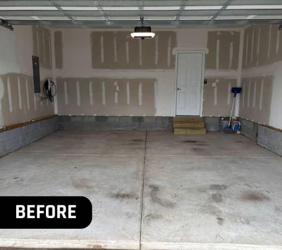 Before Project Two-Car Garage Floor Coating in Suffolk, VA