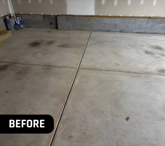 Before Two-Car Garage Floor Coating in Suffolk, VA